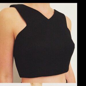 High Neck Cropped Top with Built in Bra Cups
